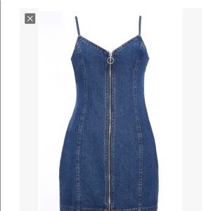 Befree Zip Front Blue Denim Dress for girls.